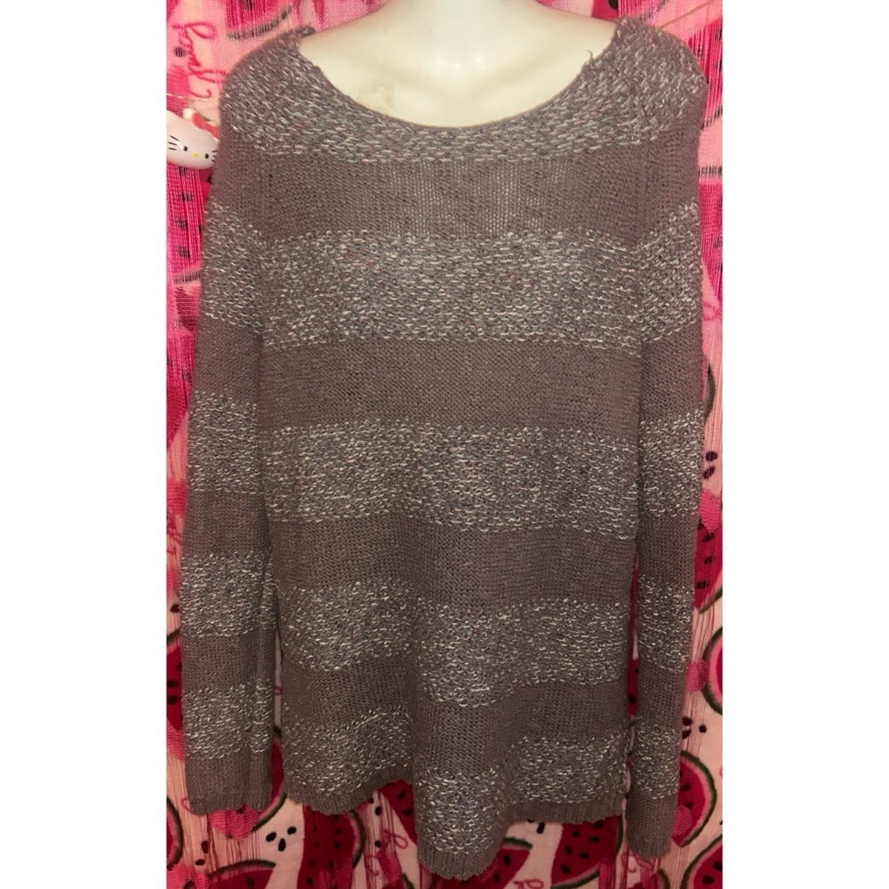🩶 Mudd Textured Knit Striped Sweater